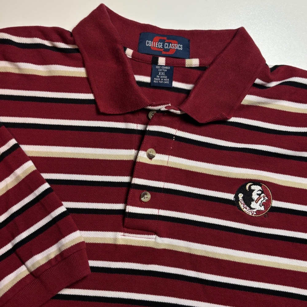 VTG FSU Florida State‎ Seminoles Polo Shirt Men's XXL Football College 90s Y2k